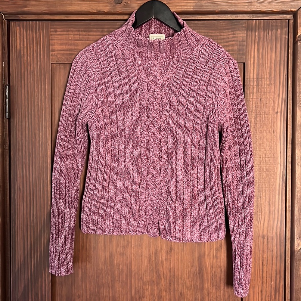 Vtg L.L. Bean cable mock turtleneck sweater size XS